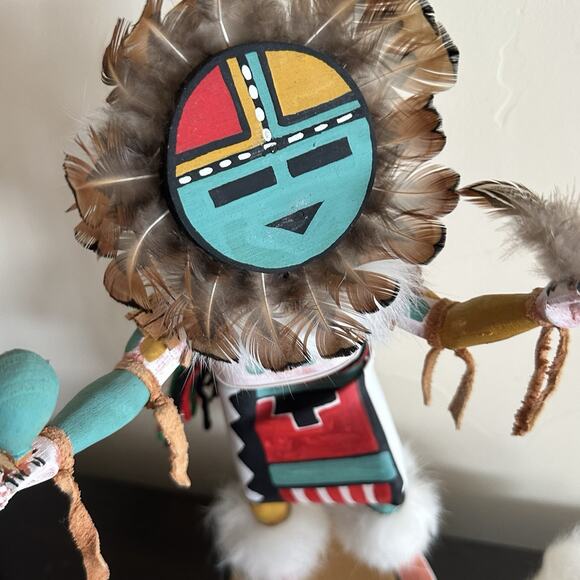 SIGNED Native American Hopi Sunface Kachina Doll Wiccan Navajo 10” - Picture 4 of 4